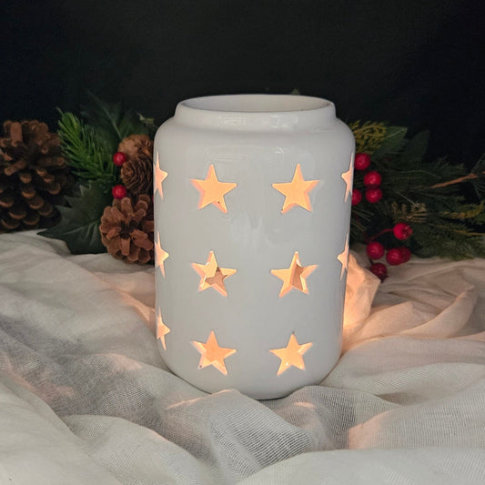 Large White Star Tea Light Burner