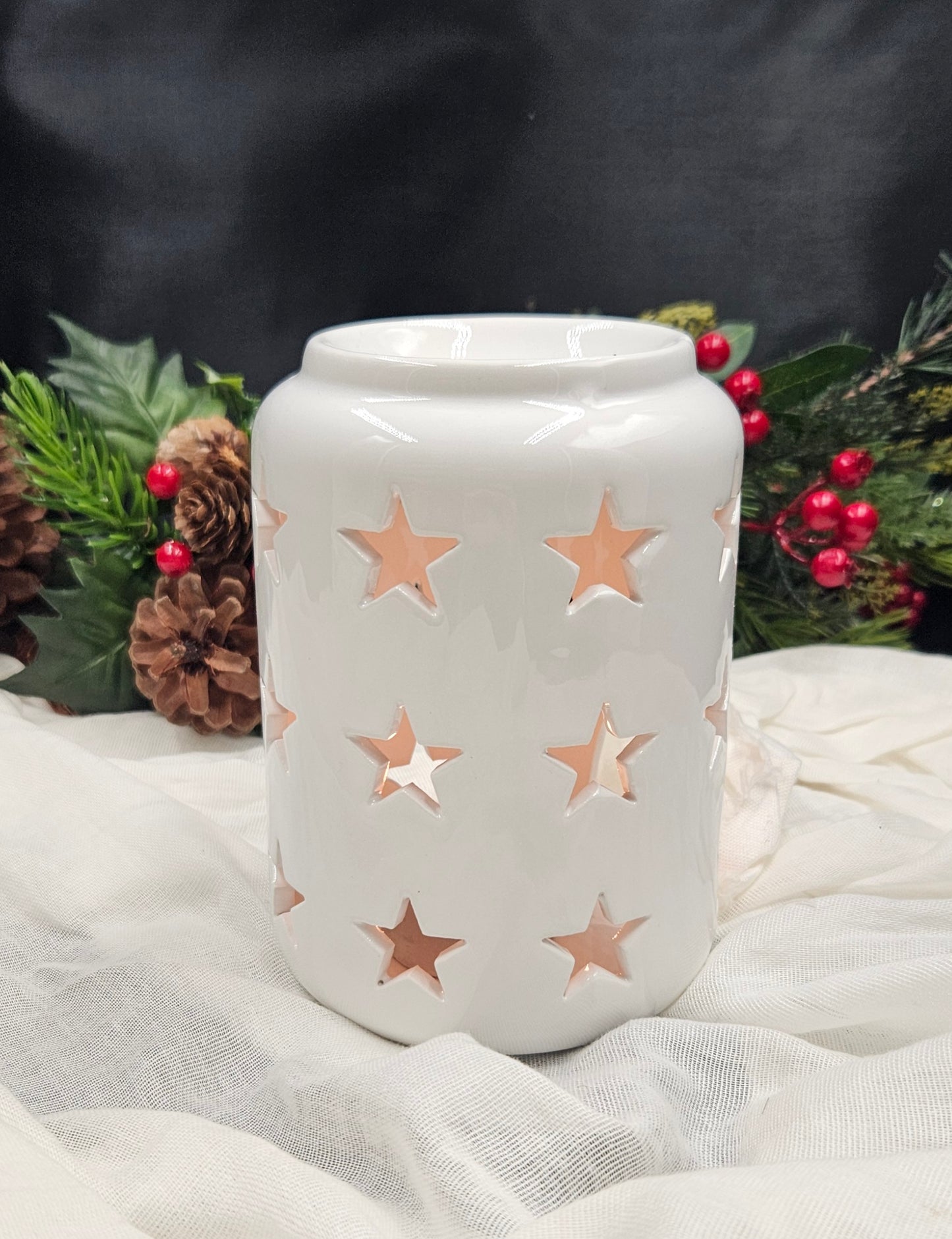 Large White Star Tea Light Burner